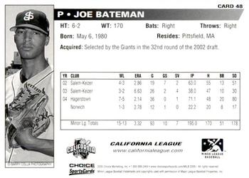 2005 Choice Carolina-California All-Stars #48 Joe Bateman Back