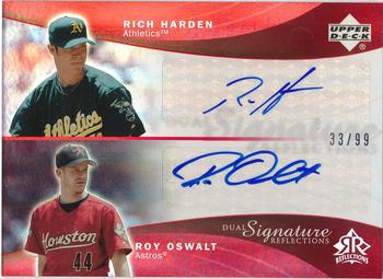 2005 Upper Deck Reflections - Dual Signatures Red #RHRO Rich Harden / Roy Oswalt Front