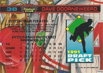 1992 Stadium Club Dome #38 Dave Doorneweerd Back