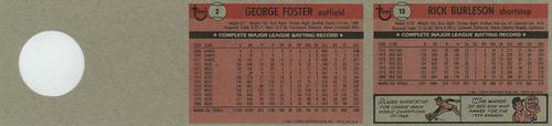 1981 Topps Squirt - Panels #2 / 13 George Foster / Rick Burleson Back