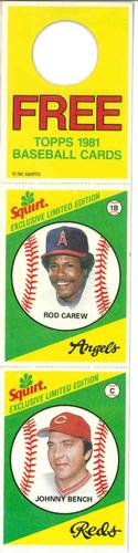 1981 Topps Squirt - Panels #9 / 20 Rod Carew / Johnny Bench Front