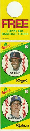 1981 Topps Squirt - Panels #9 / 31 Rod Carew / Bruce Bochte Front