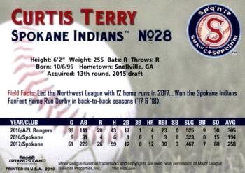 2018 Grandstand Spokane Indians #33 Curtis Terry Back