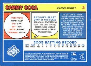 2006 Bazooka - Blue Fortune #3 Sammy Sosa Back