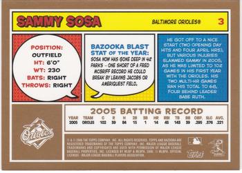 2006 Bazooka - Gold Chunks #3 Sammy Sosa Back