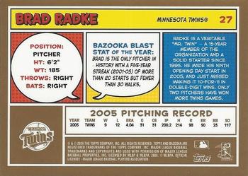 2006 Bazooka - Gold Chunks #27 Brad Radke Back