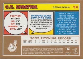 2006 Bazooka - Gold Chunks #34 CC Sabathia Back