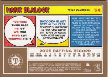 2006 Bazooka - Gold Chunks #54 Hank Blalock Back