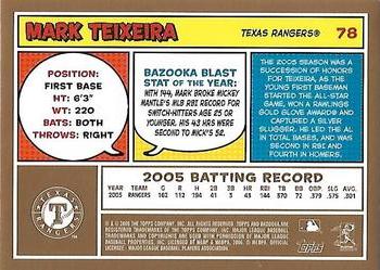 2006 Bazooka - Gold Chunks #78 Mark Teixeira Back