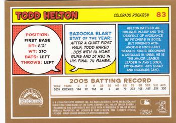 2006 Bazooka - Gold Chunks #83 Todd Helton Back