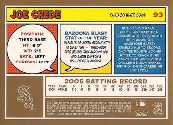 2006 Bazooka - Gold Chunks #93 Joe Crede Back