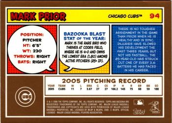 2006 Bazooka - Gold Chunks #94 Mark Prior Back