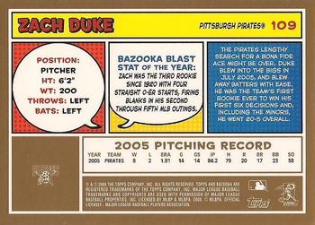 2006 Bazooka - Gold Chunks #109 Zach Duke Back