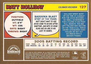 2006 Bazooka - Gold Chunks #127 Matt Holliday Back