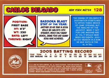 2006 Bazooka - Gold Chunks #128 Carlos Delgado Back
