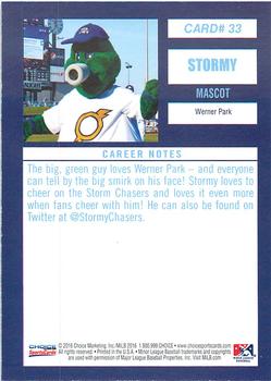 2016 Choice Omaha Storm Chasers #33 Stormy Back