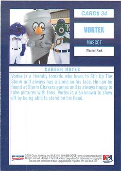 2016 Choice Omaha Storm Chasers #34 Vortex Back