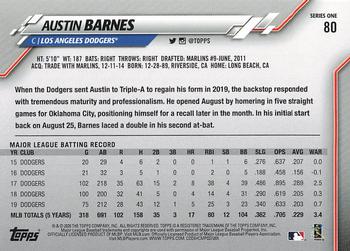 2020 Topps #80 Austin Barnes Back