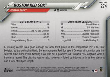 2020 Topps #274 Boston Red Sox Back