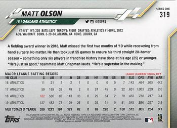 2020 Topps #319 Matt Olson Back