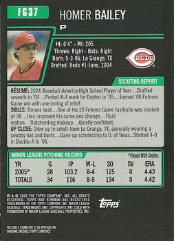 2006 Bowman Draft Picks & Prospects - Futures Game Prospects Relics #FG37 Homer Bailey Back