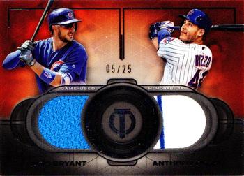 2019 Topps Tribute - Dual Player Relics Orange #DR-BRI Kris Bryant / Anthony Rizzo Front