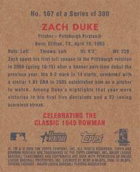 2006 Bowman Heritage - Mini #167 Zach Duke Back