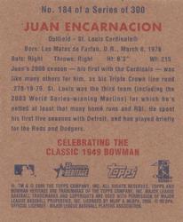 2006 Bowman Heritage - Mini #184 Juan Encarnacion Back