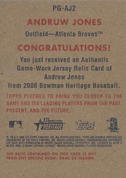 2006 Bowman Heritage - Pieces of Greatness #PG-AJ2 Andruw Jones Back