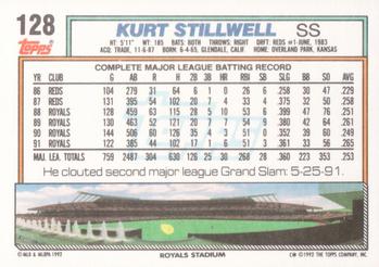 1992 Topps #128 Kurt Stillwell Back