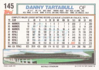 1992 Topps #145 Danny Tartabull Back