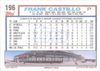 1992 Topps #196 Frank Castillo Back