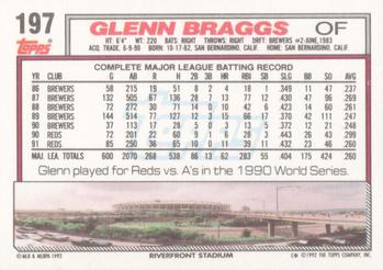 1992 Topps #197 Glenn Braggs Back