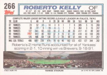 1992 Topps #266 Roberto Kelly Back