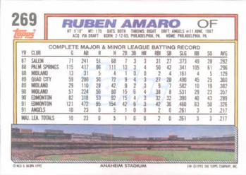 1992 Topps #269 Ruben Amaro Back