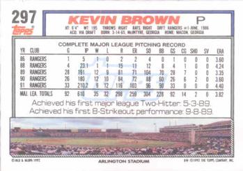 1992 Topps #297 Kevin Brown Back