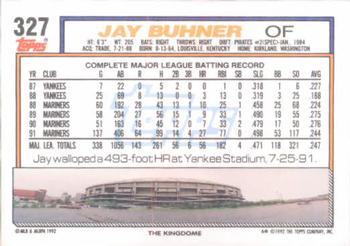 1992 Topps #327 Jay Buhner Back