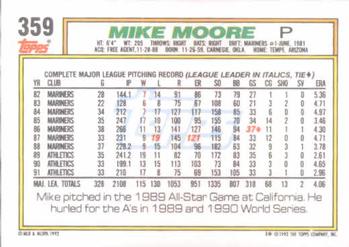 1992 Topps #359 Mike Moore Back