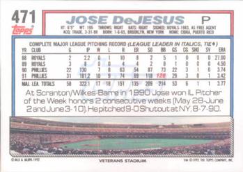 1992 Topps #471 Jose DeJesus Back