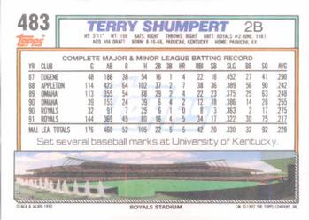 1992 Topps #483 Terry Shumpert Back
