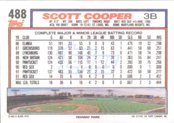 1992 Topps #488 Scott Cooper Back