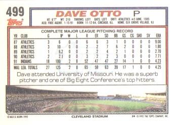 1992 Topps #499 Dave Otto Back