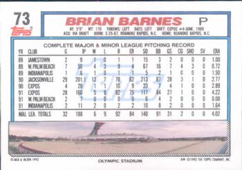 1992 Topps #73 Brian Barnes Back
