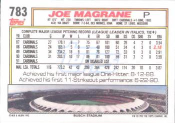 1992 Topps #783 Joe Magrane Back