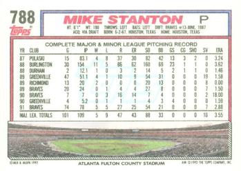 1992 Topps #788 Mike Stanton Back