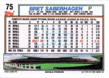 1992 Topps #75 Bret Saberhagen Back
