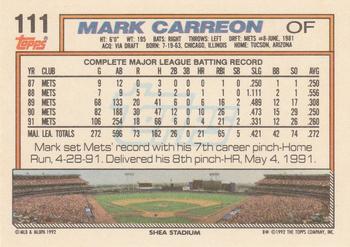 1992 Topps #111 Mark Carreon Back