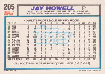 1992 Topps #205 Jay Howell Back