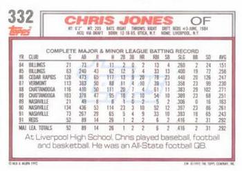 1992 Topps #332 Chris Jones Back