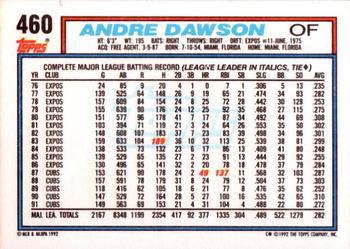 1992 Topps #460 Andre Dawson Back